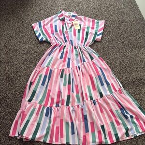 Entro Pink and Green Raglan Sleeve Sundress